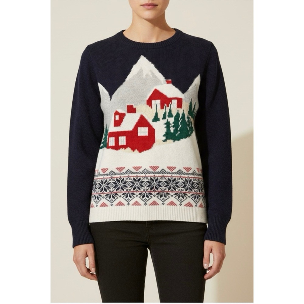 Cottagecore Winter Scene Cozy Grandma Whimsy Charming Vintage Inspired Sweater